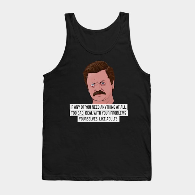 Ron Swanson - Adults Tank Top by BluPenguin